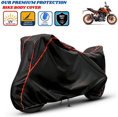 Delphinium Waterproof Two Wheeler Cover for KTM(200 Duke, Black, Red)
