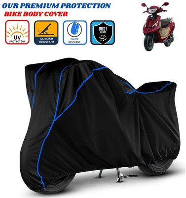 Delphinium Waterproof Two Wheeler Cover for TVS(Scooty Zest, Black, Blue)