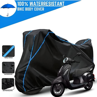 OliverX Waterproof Two Wheeler Cover for Bajaj(Chetak, Black, Blue)