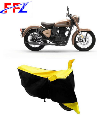FFZ Waterproof Two Wheeler Cover for Royal Enfield(Classic 350 Signals, Black, Yellow)