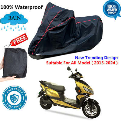 AUTOCAD Waterproof Two Wheeler Cover for Okinawa(Black, Red)