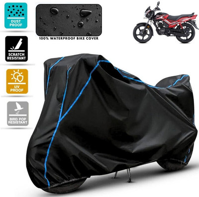 Amikan Waterproof Two Wheeler Cover for TVS(Star City Plus, Black, Blue)