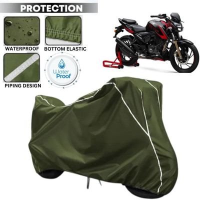 kerwa Waterproof Two Wheeler Cover for TVS(Apache RTR 200 4V, Green, White)