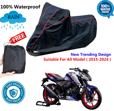 AutoGalaxy Waterproof Two Wheeler Cover for TVS(Apache RTR 165 RP, Black, Red)