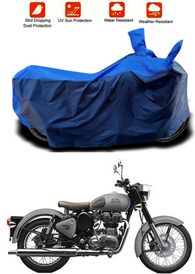 MMSSTAR Waterproof Two Wheeler Cover for Royal Enfield(Classic Gunmetal, Blue, Blue)
