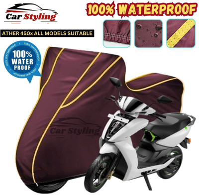 Car Styling Waterproof Two Wheeler Cover for Ather(450 X, Maroon, Yellow)