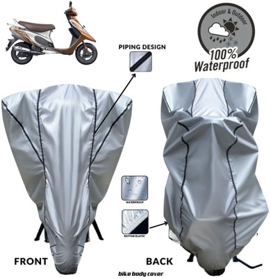 MADAFIYA Two Wheeler Cover for TVS(Scooty Pep Plus BS6, Silver, Black)