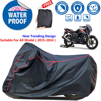 AutoGalaxy Waterproof Two Wheeler Cover for TVS(Apache RTR 180, Black)