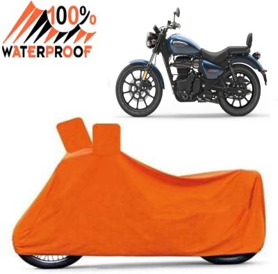 ROYAL AUTO MART Waterproof Two Wheeler Cover for Royal Enfield(Meteor 350, Orange)