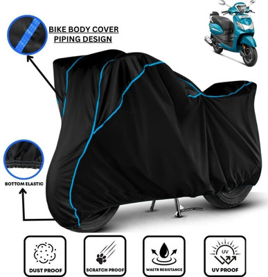 LE PRA Waterproof Two Wheeler Cover for Hero(Pleasure Plus, Black, Blue)