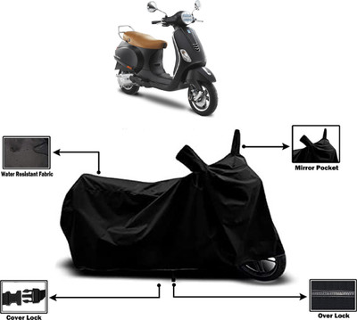 Amexride Two Wheeler Cover for Vespa(Vespa VXL, Black)
