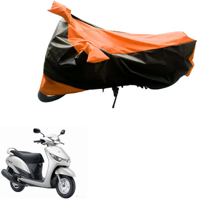 Mdstar Waterproof Two Wheeler Cover for Yamaha(Alpha, Black, Orange)