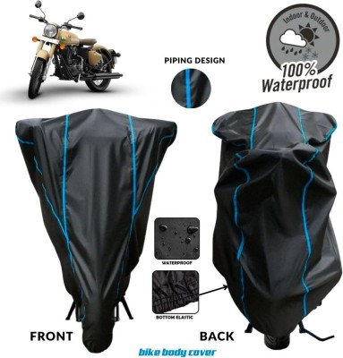 MADAFIYA Two Wheeler Cover for Royal Enfield(Classic 350 Signals, Black, Blue)