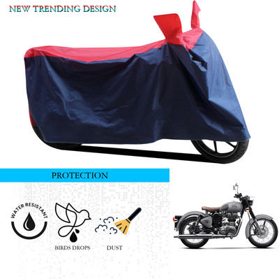 SnehaSales Waterproof Two Wheeler Cover for Royal Enfield(Classic 500, Black, Red)