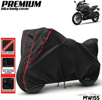 Mwiss Waterproof Two Wheeler Cover for Bajaj(Pulsar 250, Black, Red)