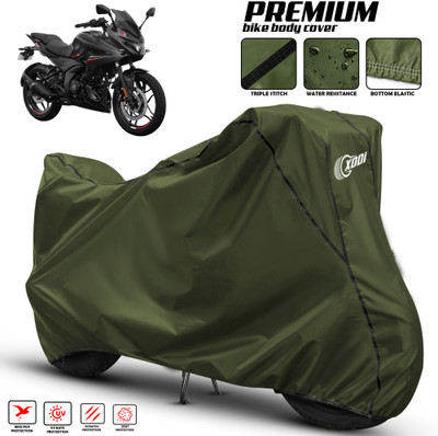 xodi Waterproof Two Wheeler Cover for Bajaj(Pulsar 250 BS6, Green, Black)