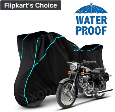 AutoGalaxy Waterproof Two Wheeler Cover for Royal Enfield(Classic 350, Black, Blue, Multicolor)
