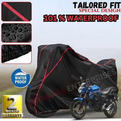 OliverX Waterproof Two Wheeler Cover for Suzuki(Gixxer, Black, Red)