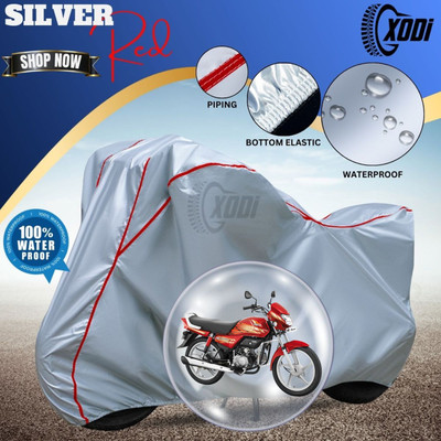 xodi Waterproof Two Wheeler Cover for Hero(HF Deluxe BS6, Silver, Red)