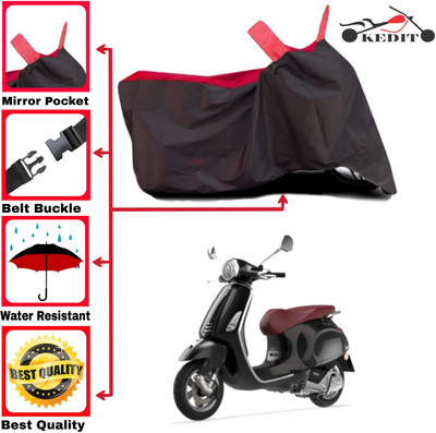 AASHTIK MART Two Wheeler Cover for Piaggio(Vespa, Red, Black)