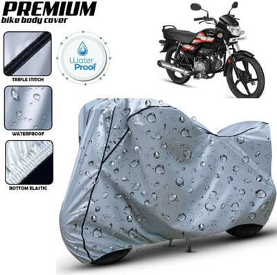 Delphinium Waterproof Two Wheeler Cover for Hero(HF Deluxe, Silver, Black)