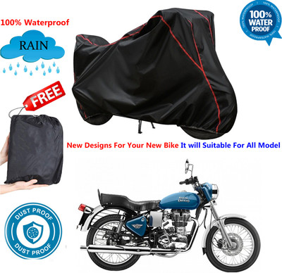 AUTOCAD Waterproof Two Wheeler Cover for Royal Enfield(Electra Delux, Black)