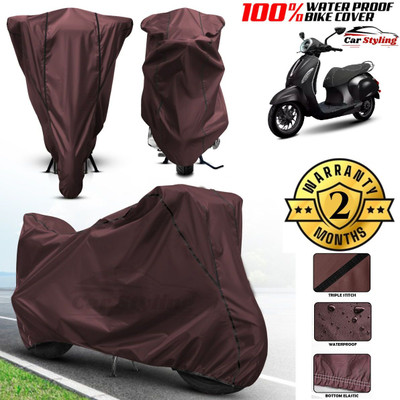 Car Styling Waterproof Two Wheeler Cover for Bajaj(Chetak, Maroon, Black)