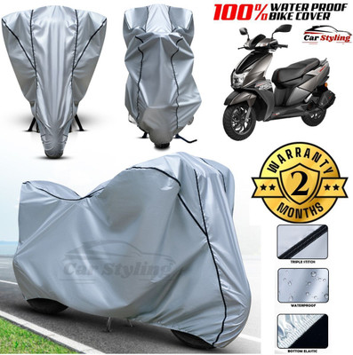 Car Styling Waterproof Two Wheeler Cover for TVS(Ntorq 125, Silver, Black)