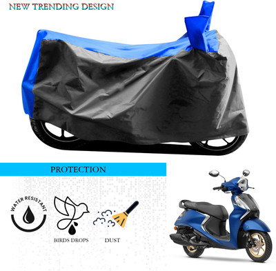 ANTHUB Waterproof Two Wheeler Cover for Yamaha(Fascino 125 FI, Grey, Blue)