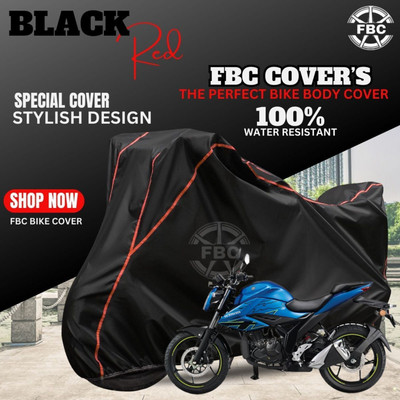 AutoGalaxy Waterproof Two Wheeler Cover for Suzuki(Gixxer, Black, Red)