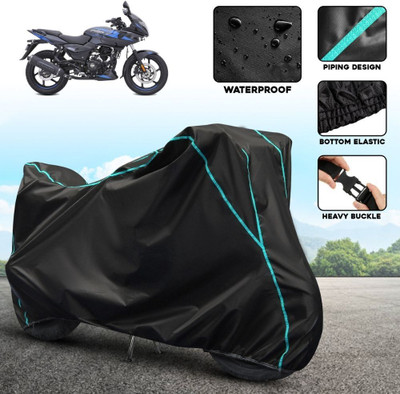 AutoGalaxy Waterproof Two Wheeler Cover for Bajaj(Pulsar 220 DTS-i, Black, Blue)