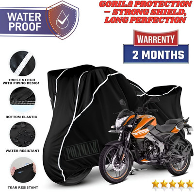 POLYMAXX Waterproof Two Wheeler Cover for Bajaj(Pulsar 125, Black, White)