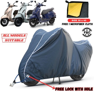 AUTOCAD Waterproof Two Wheeler Cover for Bajaj(Chetak, Grey, White)