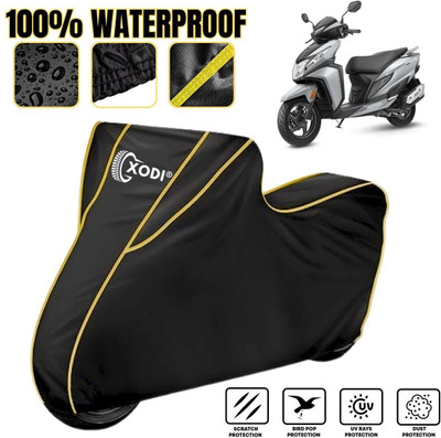xodi Waterproof Two Wheeler Cover for Honda(Dio, Black, Yellow)