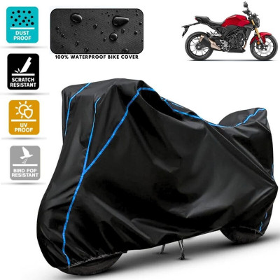Amikan Waterproof Two Wheeler Cover for Honda(CB300R, Black, Blue)