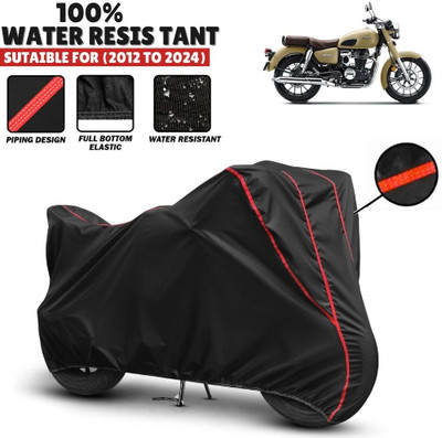 Mwiss Waterproof Two Wheeler Cover for Honda(Hness CB350, Black, Red)