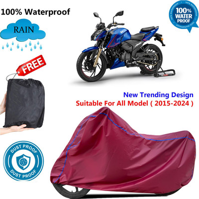 AutoGalaxy Waterproof Two Wheeler Cover for TVS(Apache RTR 200, Maroon)