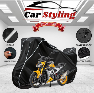 OliverX Waterproof Two Wheeler Cover for TVS(Apache RTR 310 BS6, Black, White)