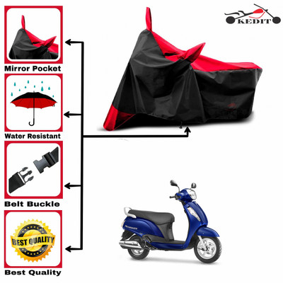 KEDIT Two Wheeler Cover for Suzuki(Access, Red, Black)