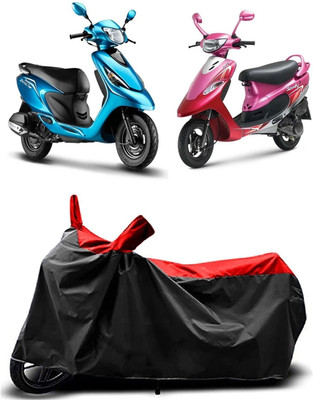 KEDIT Two Wheeler Cover for TVS(Pep Plus, Red, Black)