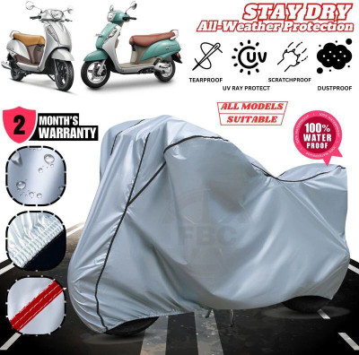 FBC Waterproof Two Wheeler Cover for Suzuki(Access 125, Silver, Black)