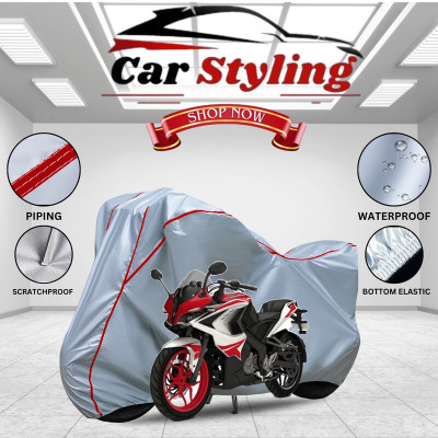 Car Styling Waterproof Two Wheeler Cover for Bajaj(Pulsar RS200 BS6, Silver, Red)
