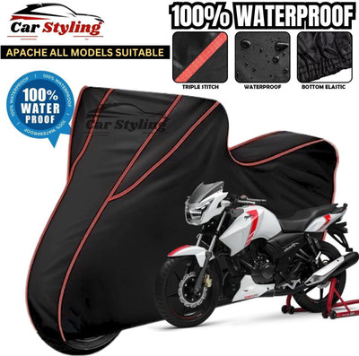 Car Styling Waterproof Two Wheeler Cover for TVS(Apache RTR 160, Black, Red)