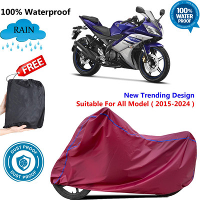 AutoGalaxy Waterproof Two Wheeler Cover for Yamaha(YZF-R15 V2, Maroon)