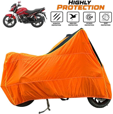 ZAQE Waterproof Two Wheeler Cover for Hero(Glamour i3s, Black, Orange)