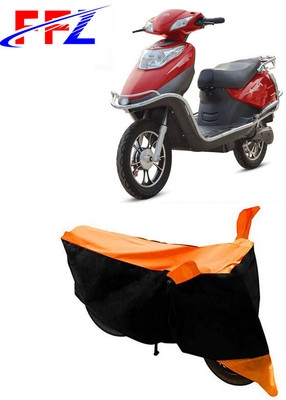 FFZ Waterproof Two Wheeler Cover for Hero Electric(Electric Flash, Black, Orange)