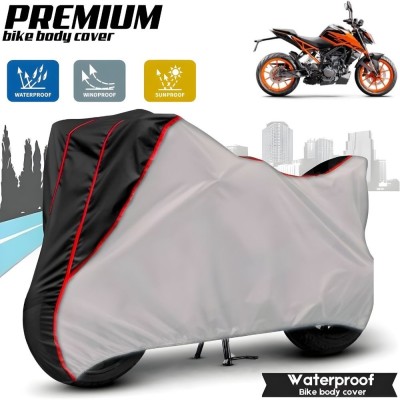 Mwiss Waterproof Two Wheeler Cover for KTM(200 Duke, Silver, Black)