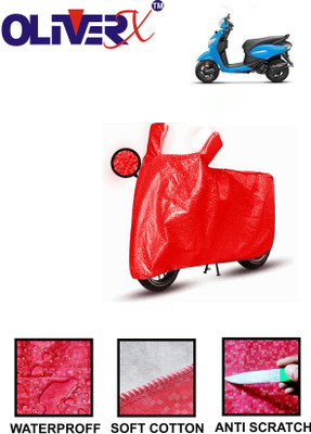 OliverX Waterproof Two Wheeler Cover for Hero(MotoCorp Pleasure Plus, Red)