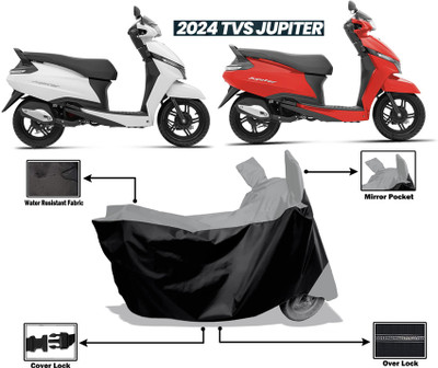 Amexride Two Wheeler Cover for TVS(Jupiter, Grey, Black)