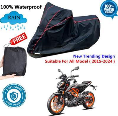 AutoGalaxy Waterproof Two Wheeler Cover for KTM(390 Duke BS6, Black, Red)